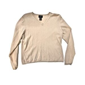 Studio G 100% Cashmere V-Neck Sweater Womens Petite PM Blush‎ Pink Soft Knit